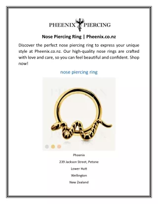 Nose Piercing Ring  Pheenix.co.nz