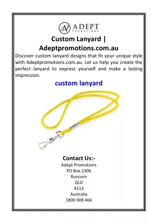 Custom Lanyard  Adeptpromotions.com.au