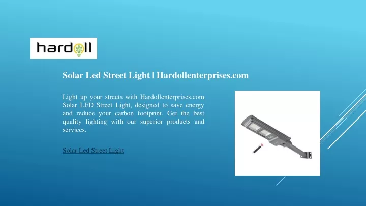 solar led street light hardollenterprises com