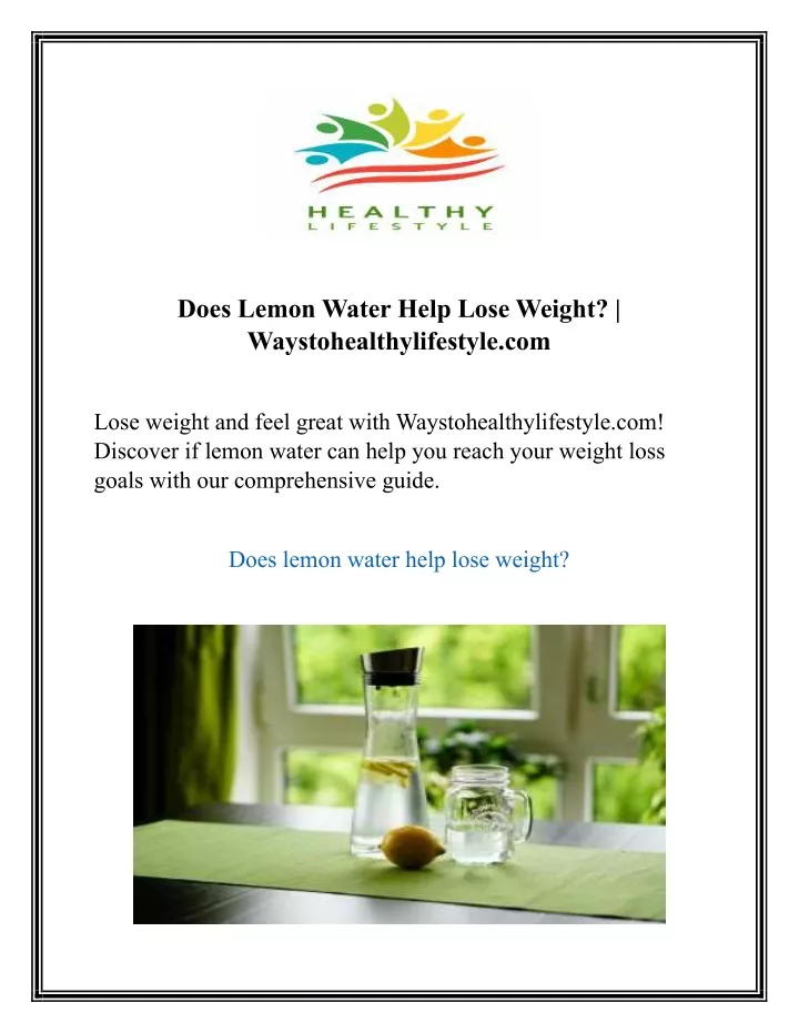does lemon water help lose weight