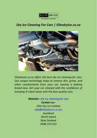 Dry Ice Cleaning For Cars  Elitedryice.co.nz