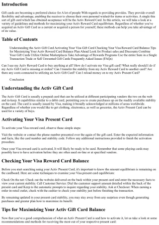 Unlocking the Value: Tips and Tips for Maximizing Your Activ Present Card Harmon