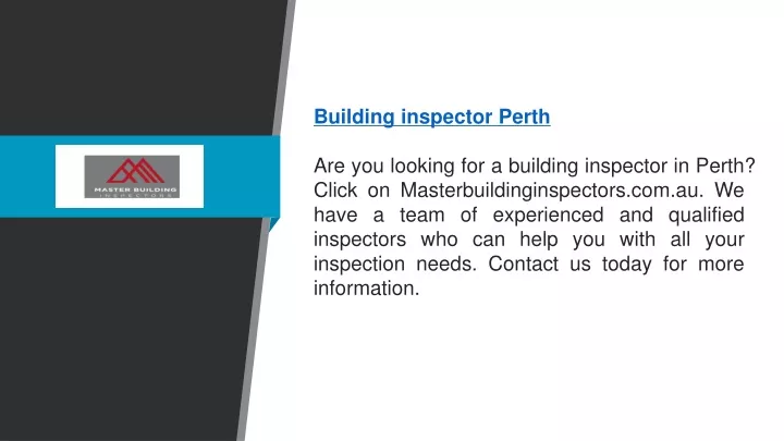 building inspector perth are you looking