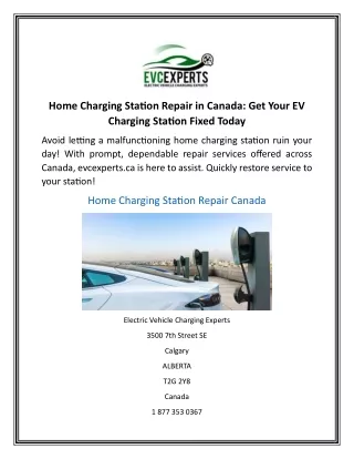 Home Charging Station Repair in Canada Get Your EV Charging Station Fixed Today