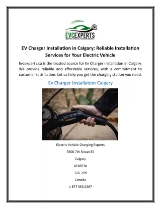EV Charger Installation in Calgary Reliable Installation Services for Your Electric Vehicle