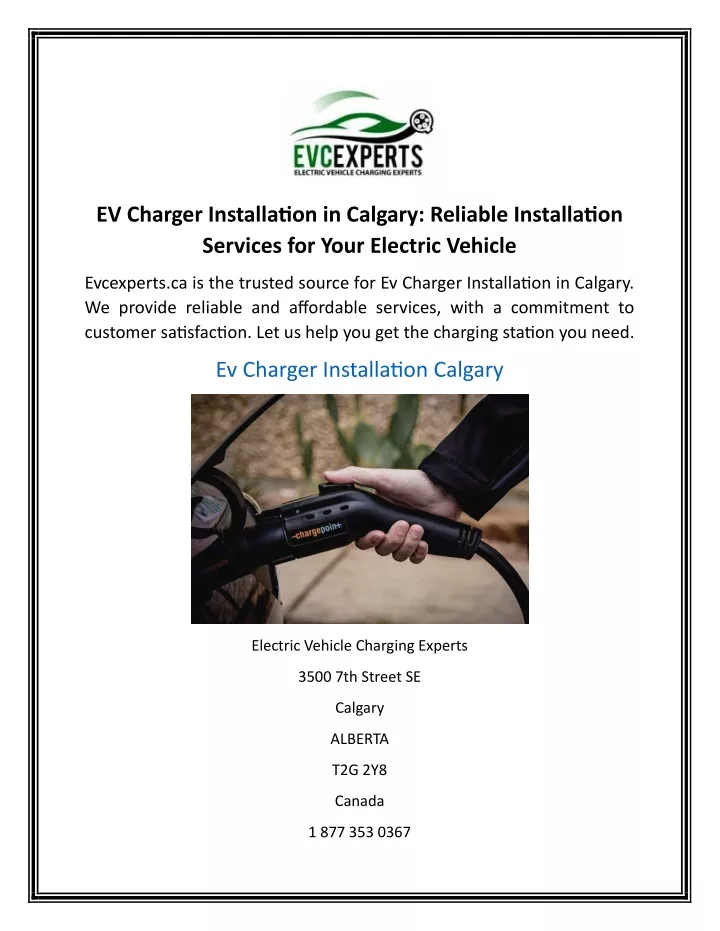 ev charger installation in calgary reliable