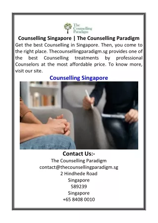 Counselling Singapore  The Counselling Paradigm