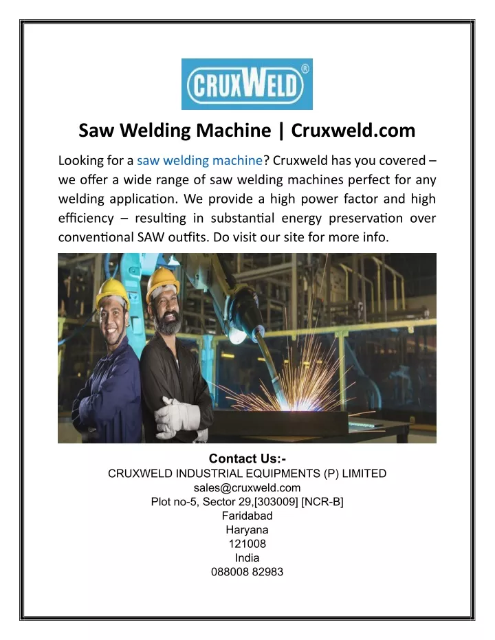 saw welding machine cruxweld com