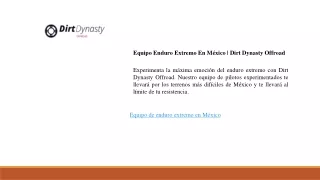 Equipo Enduro Extremo En México  Dirt Dynasty Offroad