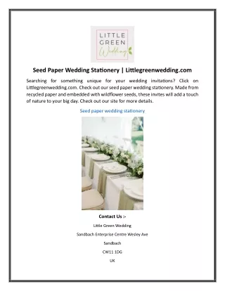 Seed Paper Wedding Stationery Littlegreenwedding