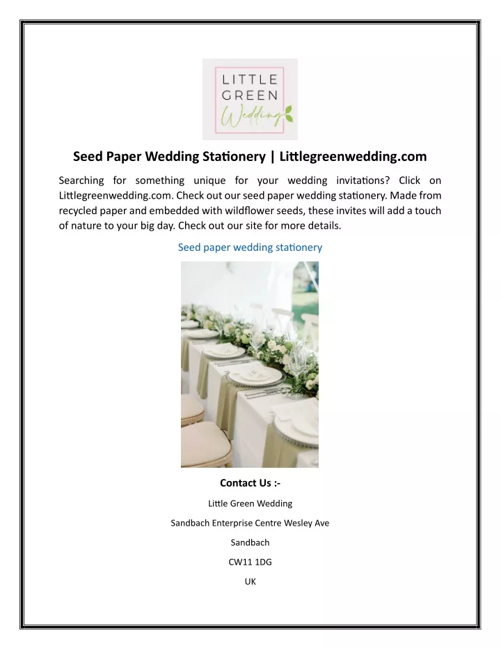 seed paper wedding stationery littlegreenwedding