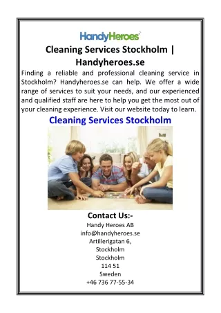 Cleaning Services Stockholm  Handyheroes.se