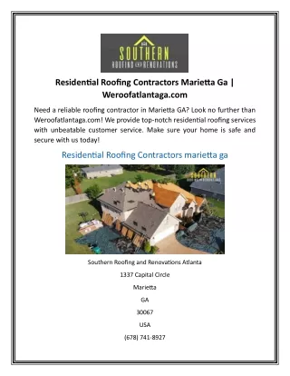 Residential Roofing Contractors Marietta Ga  Weroofatlantaga.com