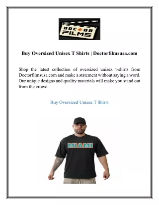 Buy Oversized Unisex T Shirts  Doctorfilmsusa