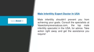 Male Infertility Expert Doctor In Usa | Vasectomyreversalusa.com