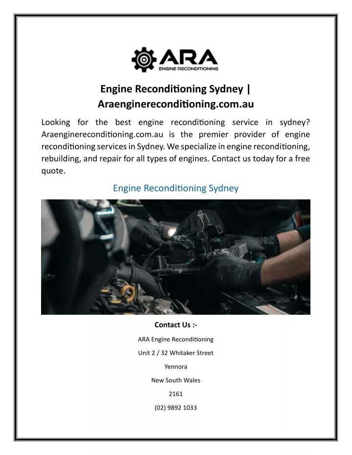 engine reconditioning sydney