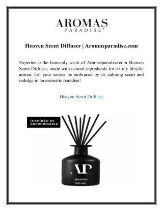 Heaven Scent Diffuser  Aromasparadise