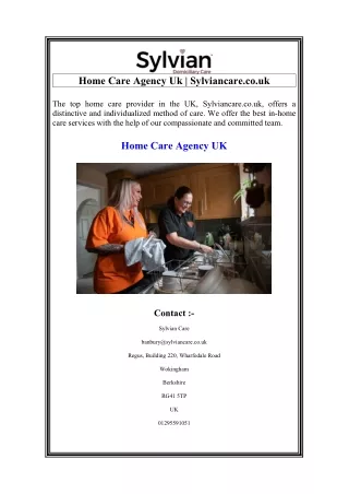 Home Care Agency Uk  Sylviancare.co.uk