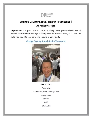 Orange County Sexual Health Treatment Aaronspitz