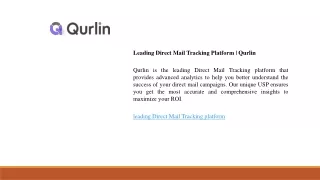 Leading Direct Mail Tracking Platform  Qurlin