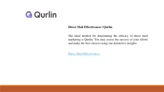 Direct Mail Effectiveness  Qurlin