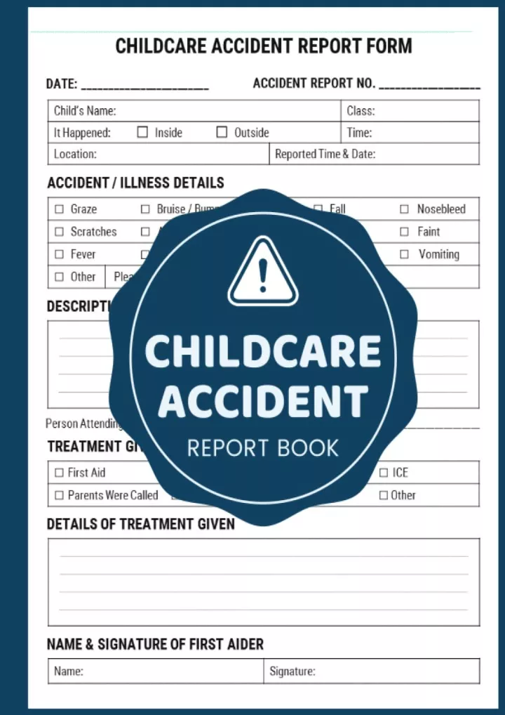 childcare accident report book childminding