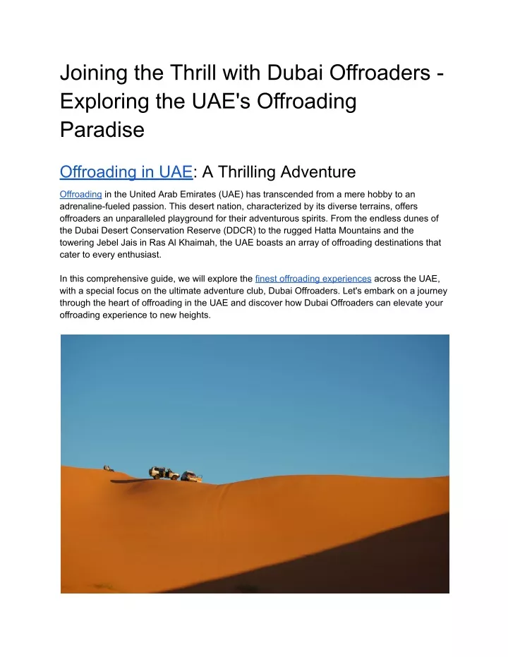 joining the thrill with dubai offroaders