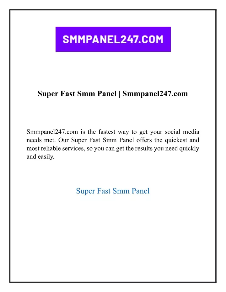 super fast smm panel smmpanel247 com