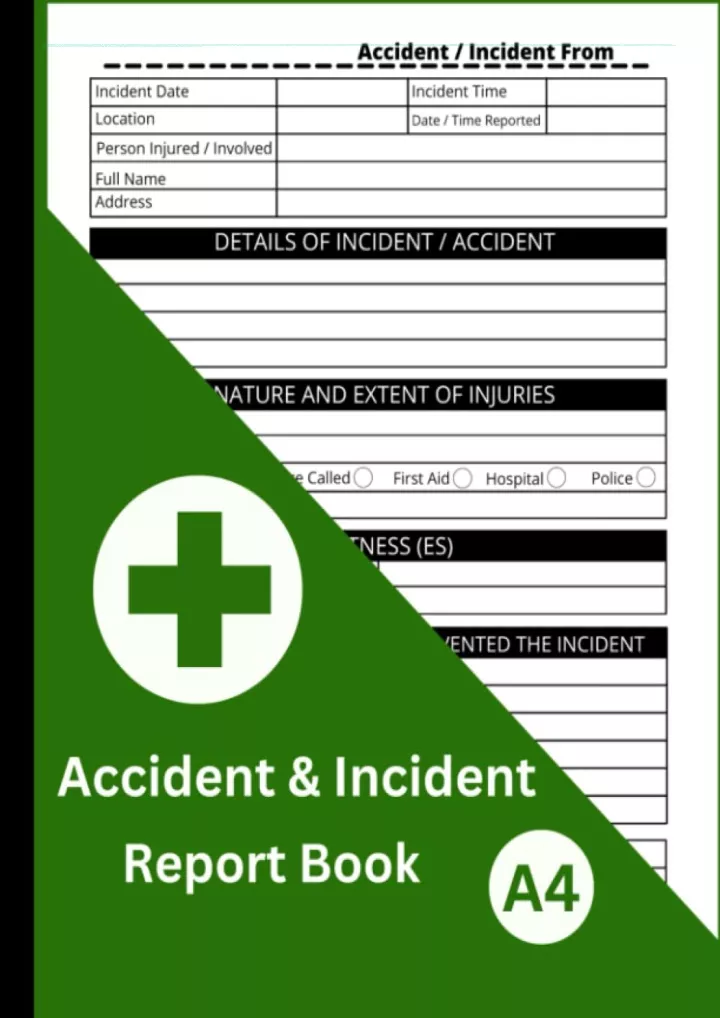 accident incident report book health and safety