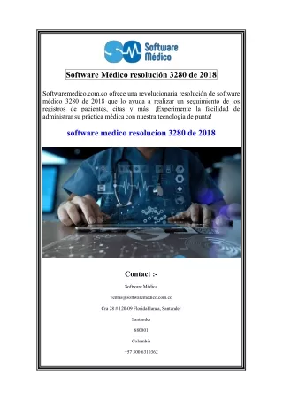 Software Médico resolución 3280 de 2018