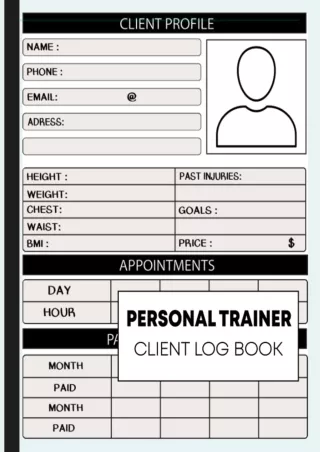 PDF_ Personal Trainer Client Log Book: Client Book for Appointment Tracking | Pe