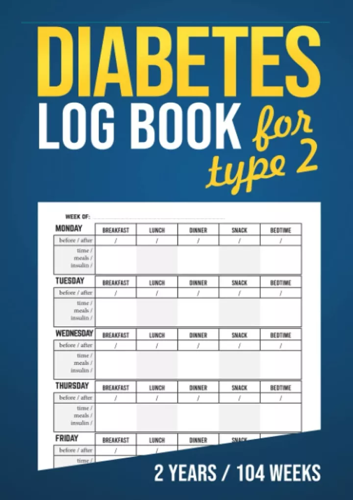 diabetes log book for type 2 easy to use 2 year