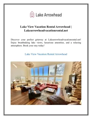 Lake View Vacation Rental Arrowhead Lakearrowheadvacationrental.net