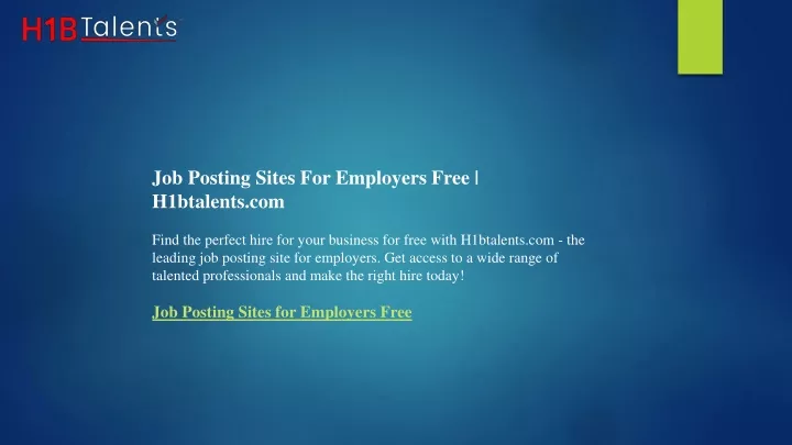 job posting sites for employers free h1btalents