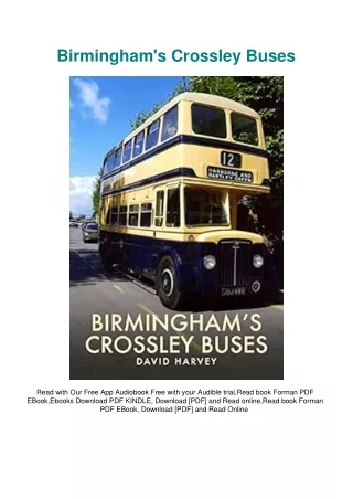 eBooks DOWNLOAD Birmingham's Crossley Buses