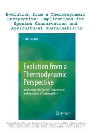READ [DOWNLOAD] Evolution from a Thermodynamic Perspective Implications for Spec