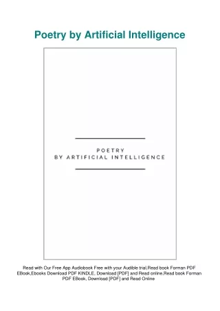 DOWNLOAD [eBook] Poetry by Artificial Intelligence