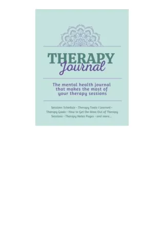 Pdf Read Online Therapy Journal The Mental Health Journal That Makes The Most Of