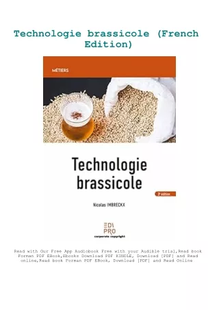 DOWNLOAD Book Technologie brassicole (French Edition)