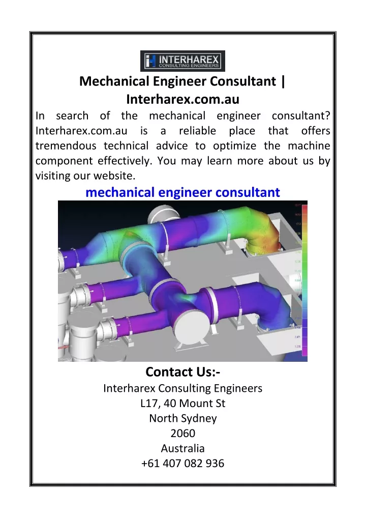 mechanical engineer consultant interharex