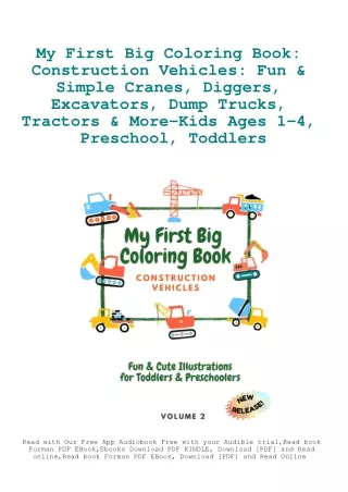eBook DOWNLOAD My First Big Coloring Book Construction Vehicles Fun & Simple Cra