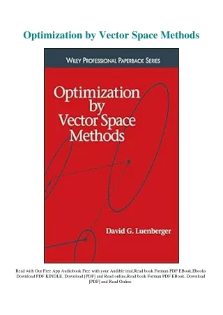 [DOWNLOAD] eBooks Optimization by Vector Space Methods