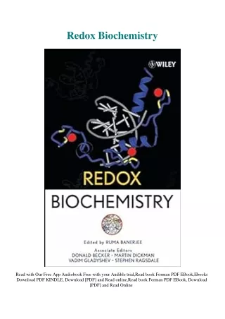 eBook DOWNLOAD Redox Biochemistry