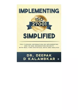 Ebook Download Implementing Iso 27001 Simplified Full Fledged Information On Imp