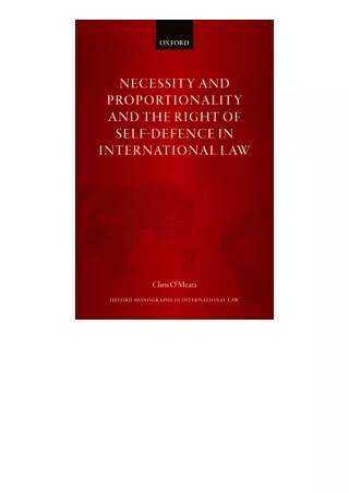 PDF read online Necessity and Proportionality and the Right of Self Defence in I