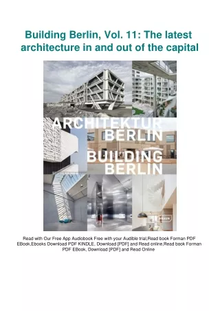DOWNLOAD eBooks Building Berlin  Vol. 11 The latest architecture in and out of t