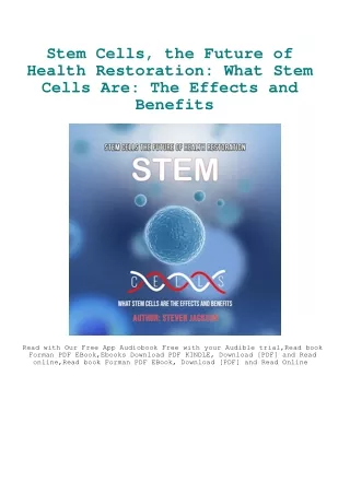 DOWNLOAD Books Stem Cells  the Future of Health Restoration What Stem Cells Are