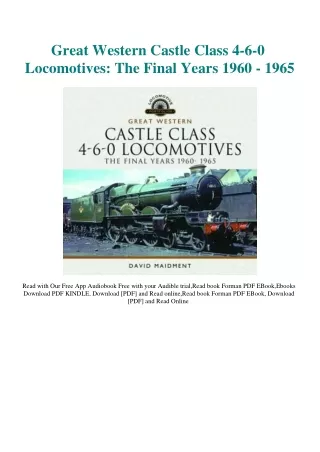 DOWNLOAD eBook Great Western Castle Class 4-6-0 Locomotives The Final Years 1960
