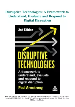 eBook DOWNLOAD Disruptive Technologies A Framework to Understand  Evaluate and R