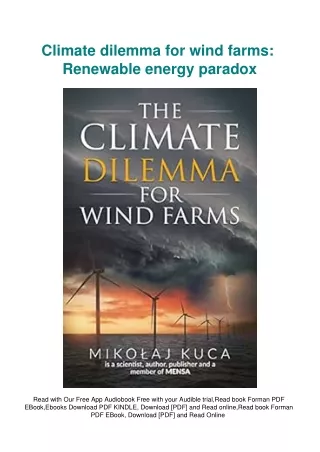 eBook DOWNLOAD Climate dilemma for wind farms Renewable energy paradox